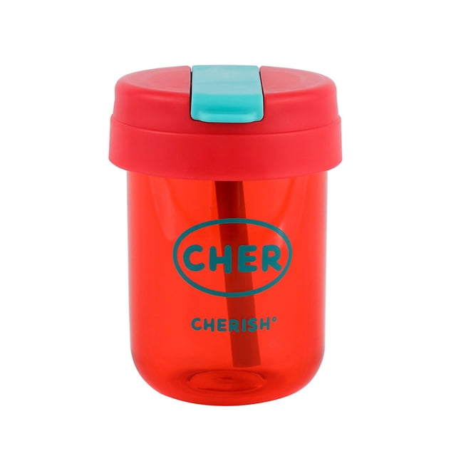 Botella de agua Naiovety 300ML con pajita portátil anti-escaldado Rojo