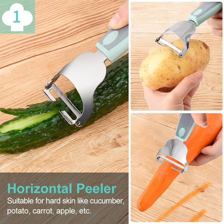 LHS Vegetable Peelers, 3 Pack Potato Peelers for Apple Fruit Carrot  Zucchini Cucumber Potatoes, Stainless Steel Shredder Slicer Multifunctional  Veggie