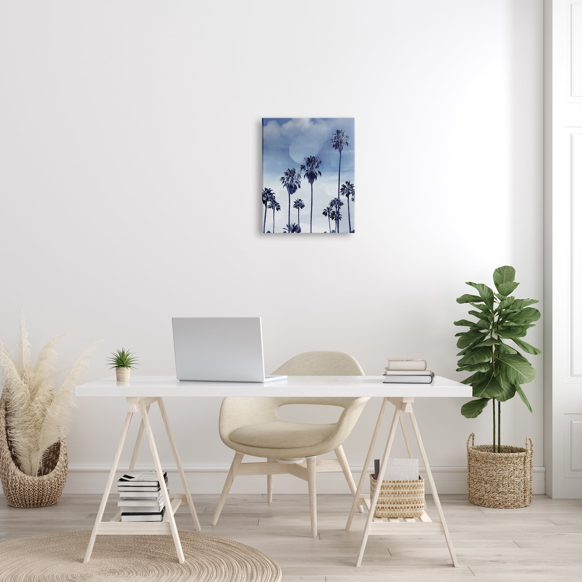 Stupell Industries Tall Tropical Pine Trees Monochromatic Blue Landscape, 16 x 20, Designed by Devon Davis