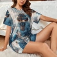 thumbnail image 4 of Honeii Cargo Ship At Sea for Women's Summer Pajama Set ,Soft Short Sleeve Shirt & Matching Bottoms,Loungewear,2PCS Sleepwear Relaxed Home Wear-4X-Large, 4 of 6
