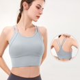 thumbnail image 2 of Ropa interior deportiva, hermoso sujetador de espalda, fitness, running, tirantes finos, camisola, ropa de yoga falsa de dos piezas, top para mujer, 2 of 6