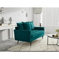 thumbnail image 3 of Pemberly Row 58" Modern Square Arm Velvet Loveseat in Teal/Black, 3 of 5