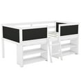 thumbnail image 6 of Euroco Wood Twin Loft Bed with Chalkboards for Bedroom, Low Profile Bed with Blackboard and Shelves for Kids Teens, White, 6 of 12
