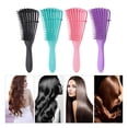 thumbnail image 5 of Cepillo desenredante para cabello rizado con dientes flexibles y suave masaje del cuero cabelludo. Peine de pulpo rosa., 5 of 5