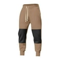 thumbnail image 5 of Mens Tapered Sweatpants Cotton Casual Fall Joggers Long Pant with Pockets Patchwork Fashion Drawstring Trousers (L, Khaki), 5 of 6