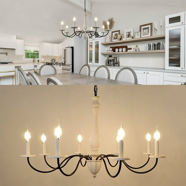 Living Room Light French Country Chandelier Fixture LED Ceiling Lamp White Foyer