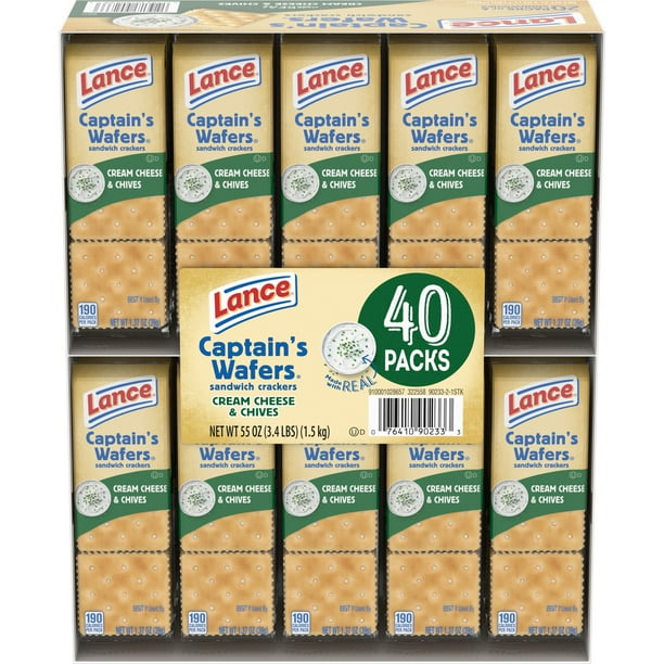 Lance Sandwich Crackers, Captain's Wafers Cream Cheese and Chives, 40