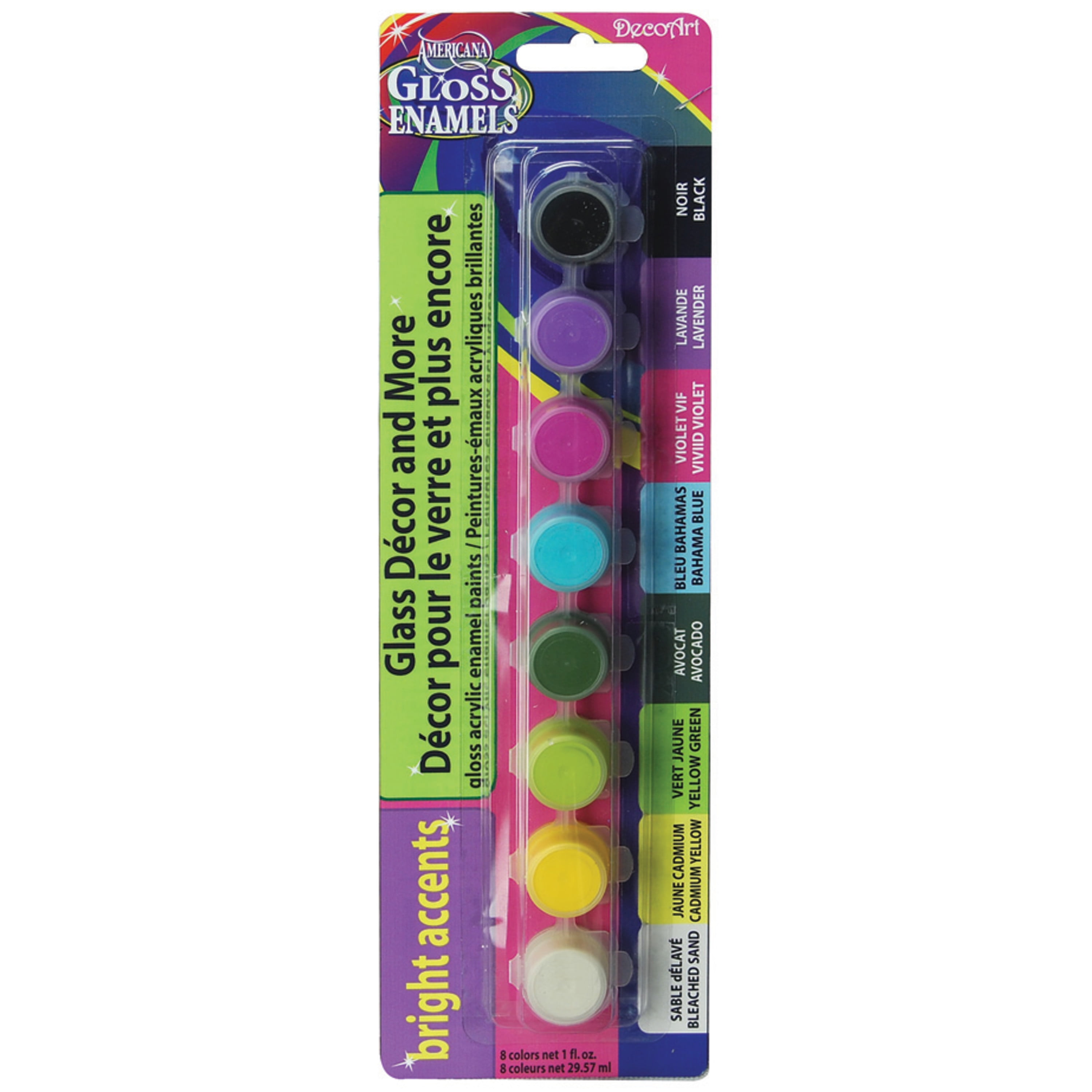 DecoArt Paint Pot Set, Gloss Enamels Acrylic Paint, 8Color Set, Bright