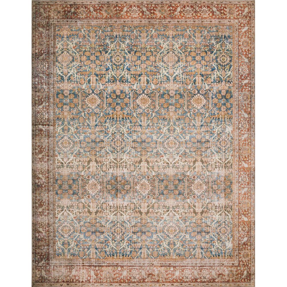 Loloi II Layla Printed Oriental Distressed Ocean / Rust Area Rug