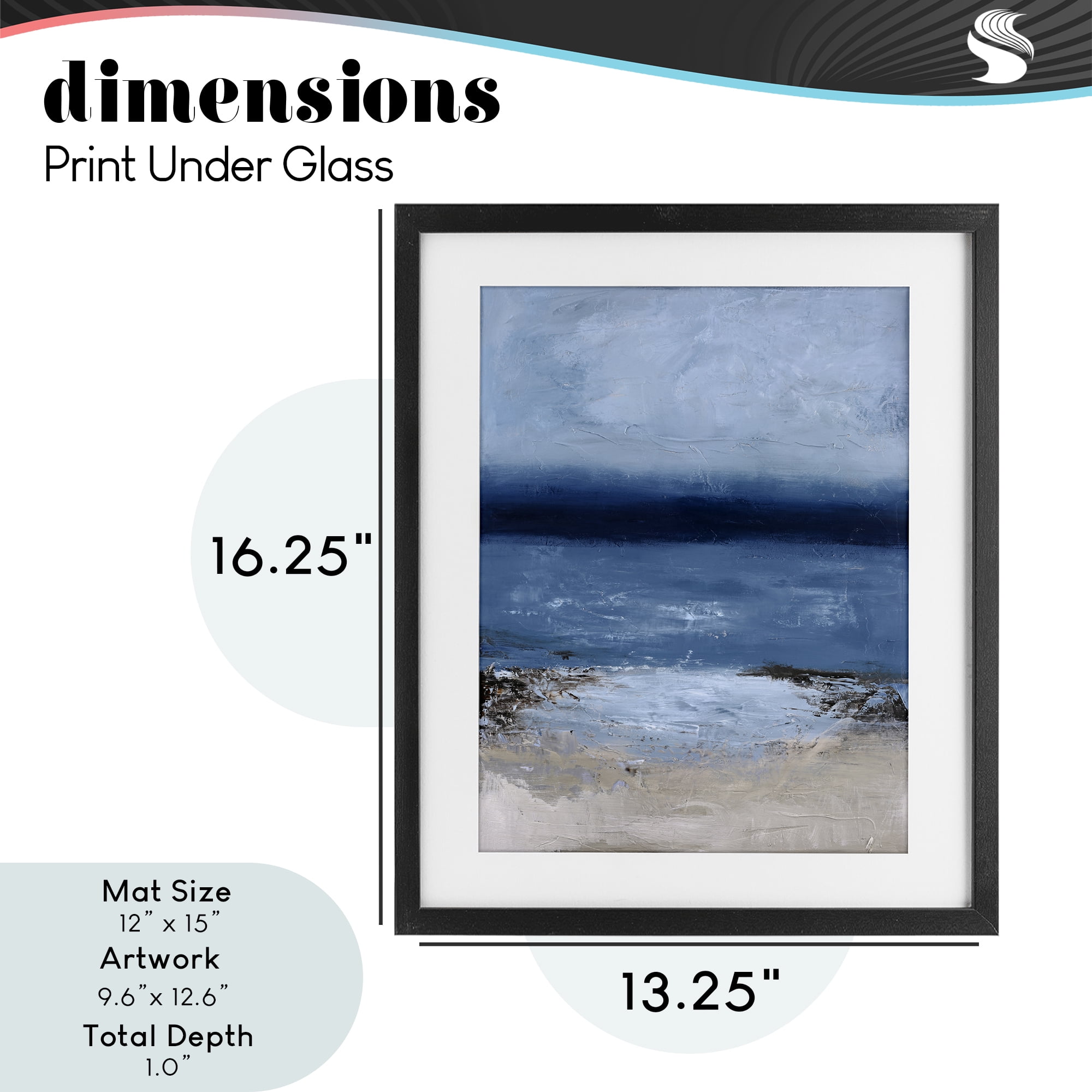 Endless Sea Moods Black Framed Print Under Glass, design by Design Fabrikken
