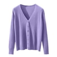 thumbnail image 4 of enyan Womens Long Sleeve Knit Cardigan Sweaters Casual Dressy Open Front Button Down Cardigans Fall Outfits（Purple,M）, 4 of 4