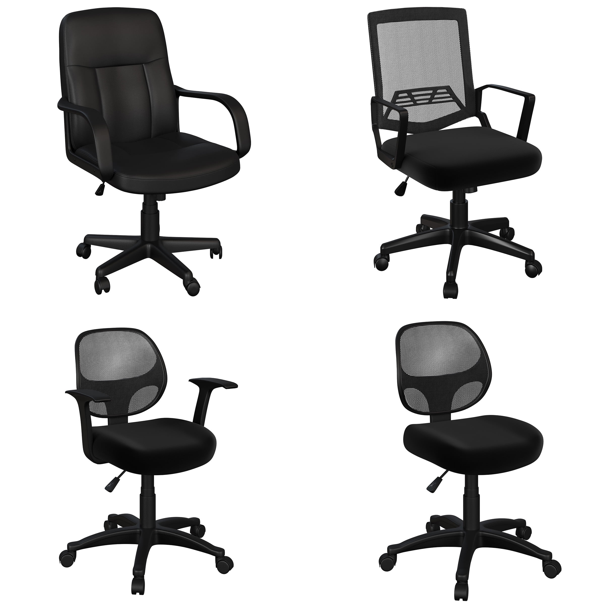 Lavish Home Office Chair Adjustable Height with Wheels and Arms, Black