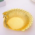 thumbnail image 1 of Becaristey Stylish Metal Serving Tray Peacock Fruit Plate Table Centerpiece Home Decor Gold 16x3cm 5Set, 1 of 6