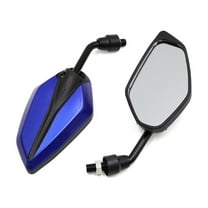 Unique Bargains 1Pair Blue Black Adjustable Polygon Rear Side View Mirror for Motorcycle Scooter