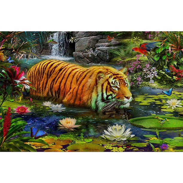 Bordado de hilo Tigre punto de cruz completo 11CT algodón DIY impreso Kits arte artesanal Hugtrwg Para estrenar