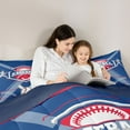 thumbnail image 4 of Feelyou Baseball Player Kids Twin Bedding Sets 7-Piece, Modern Ball Game Bedding Comforter Set, Blue Red Cartoon Sports Reversible Sheet Sets, Ultra Soft Bedroom Decor, 4 of 7
