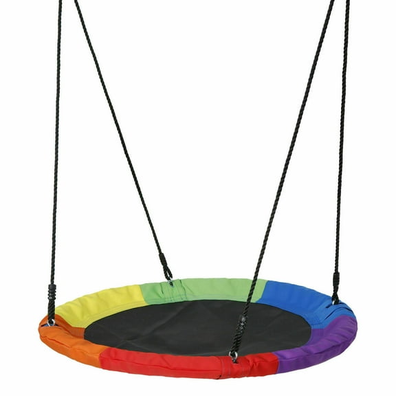 ZENSTYLE 40" Kids Saucer Tree Swing Waterproof Web Swing Outdoor Colorful Swing Sets 700 lb Weight Capacity with 2 Adjustable Hanging Ropes Backyard