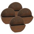 thumbnail image 1 of Sunnydaze Pot de Fleurs Rond en Polyrésine Mural pour l'Extérieur - 12 Pouces - Brun Foncé - Lot de 4, 1 of 6