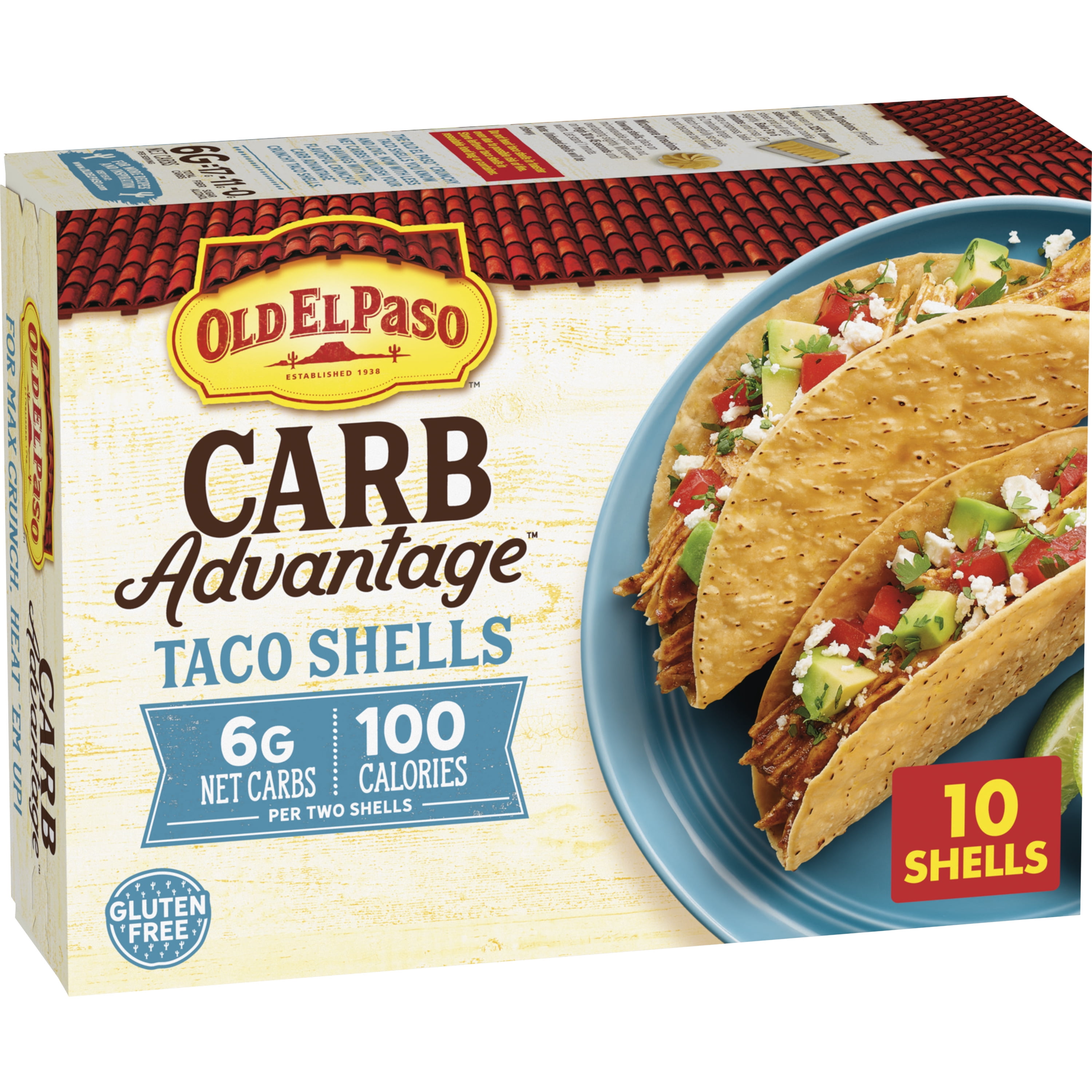 Old El Paso Carb Advantage Crunchy Taco Shells, 6g Net Carbs, 90 Calories, 10 Ct, 4.6 oz