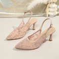thumbnail image 4 of Aobny Teacher Shoes Shoes for Women High Heels Stiletto Closed Pointed Toe Wingtips Shoe Ankle Strap Soft Toe Pointy Toe Pink Summer Shoes,Size 36, 4 of 8