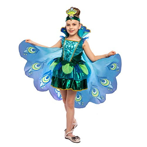 Peacock Dress with Feather Wings and 