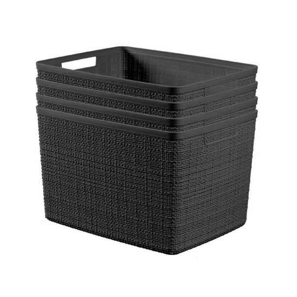 Cestas grandes de plástico decorativas para organización y almacenamiento, cubos perfectos para la oficina en casa, estantes de clóset, despensa de cocina y todos los elementos esenciales de