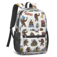thumbnail image 2 of Bigfoot and Sticker White Pattern 17" School Backpacks for Teens,Waterproof Oxford Fabric,S-Shape Padded Straps for School,Travel,Hiking,Camping, 2 of 6
