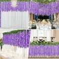 thumbnail image 3 of Artificial Wisteria Hanging Flowers,Fake Wisteria Flower Vines Garland for Garden and Wall Decoration,3.6 Feet Wisteria Vines Garland for Home and Wedding Party Decorations,12 Pcs,Purple, 3 of 9