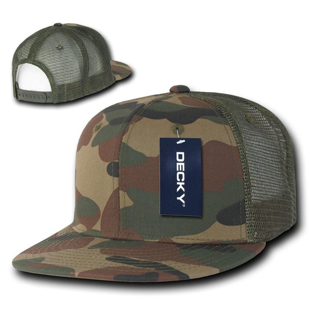Decky Army Camouflage Camo Flat Bill Trucker Hats Caps 6 Panel