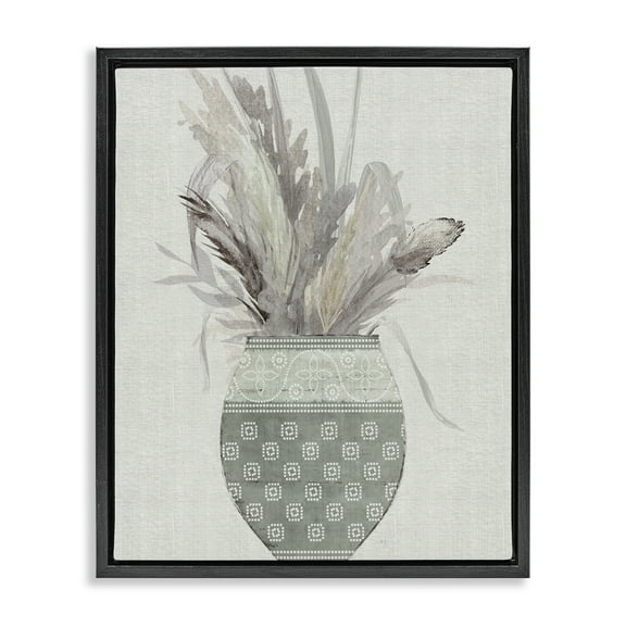 Stupell Industries Natural Wheat Bouquet Plants & Flowers Painting Black Floater Framed Canvas Art Print Wall Art, 17 x 21