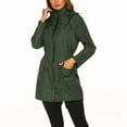 thumbnail image 3 of Veste Imperméable pour Femmes Mi-Longue à Fermeture Éclair devant avec Capuche Vert Foncé TG, 3 of 8