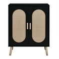 thumbnail image 4 of UBesGoo Modern Rattan Shoe Storage Cabinet, 4 Layers Entryway Shoe Cabinet Accent Console Cabinet Table with Adjustable Shelves, Black, 4 of 10