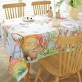 thumbnail image 2 of Easter Tablecloth Rectangle 52 x 70 Inch Cute Bunny Eggs Floral Butterfly Watercolor Rabbits Table Cloth, Fabric Table Cover for Spring, Picnic, Dining, Party Holiday Decor, Colorful, 2 of 5