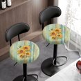 thumbnail image 3 of ZIATUBLE Sunflower Wooden Bar Stool Seat Covers Dustproof Stool Covers Chair Slipcovers 2 Pieces Universal Circle Stool Seat Covers Easy to Install Seat Cover for Vanity Chair Size M, 3 of 6