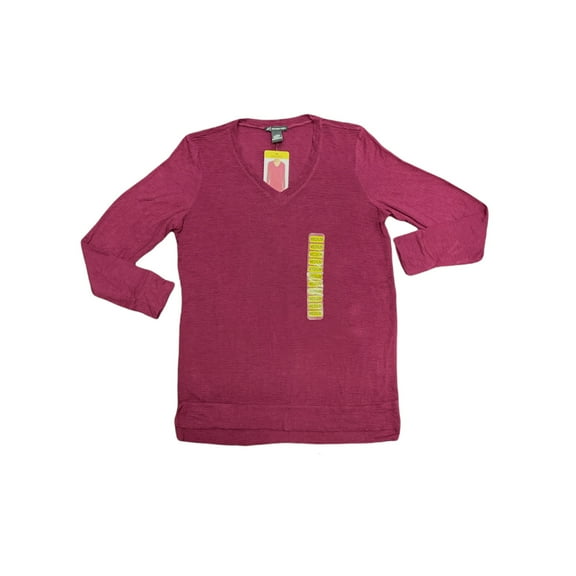 Adrianna Papell Women's Long Sleeve V-Neck Tunic Shirt (Burgundy Glow, XXL)