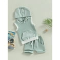 thumbnail image 3 of Coduop Baby Boys 2Pcs Outfit Set,Sleeveless Hooded Top and Shorts Summer Infant Boy Clothes Set, 3 of 9