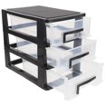 thumbnail image 3 of Armario de almacenamiento PENGJTMXG portátil con cajón de plástico de tres capas negro y transparente, 3 of 3