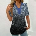 thumbnail image 5 of Tops Cortos para las Mujeres Blusas Impresas Manga Corta Turndown Collar Camiseta, Tops de Blusa para las Mujeres Casual, 5 of 5