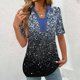thumbnail image 2 of Tops Cortos para las Mujeres Blusas Impresas Manga Corta Turndown Collar Camiseta, Tops de Blusa para las Mujeres Casual, 2 of 5