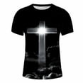 thumbnail image 4 of DeHolifer Men T Shirt Short Sleeve Cross Printed Crewneck Casual Tee T Shirt Loose Fashion Blouse Tops Gray 2XL, 4 of 5