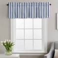 thumbnail image 2 of Rod Pocket Window Valances Blue White Vertical Stripes Short Kitchen Curtains Classic Geometric Art Window Treatment Drapes for Bedroom Bathroom Living Room 42x12In,1 Panel, 2 of 9