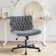 thumbnail image 5 of Yeshouse Tocador Ajustable Silla de Oficina Giratoria sin Brazos con Ruedas, Tela Blanca, 5 of 7