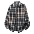 thumbnail image 4 of Men's Checkered Long Sleeve Button Down Shirt Big And Tall Vintage Lapel Casual Polyester, 4 of 5