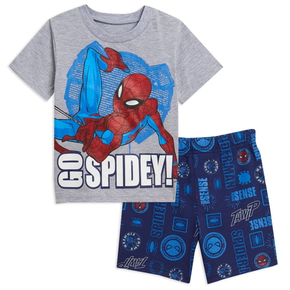 Marvel Spider-Man Toddler Boys' Short Sleeve Graphic T-Shirt and Shorts Set Heather Grey & Dark Blue Spider-Man