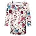 thumbnail image 4 of WEAIXIMIUNG T-Shirts pour Femmes Coupe Ample Graphique Col Rond Manches Trois-Quarts Imprimé Mode Décontractée T-Shirt Blouse Tops, 4 of 5