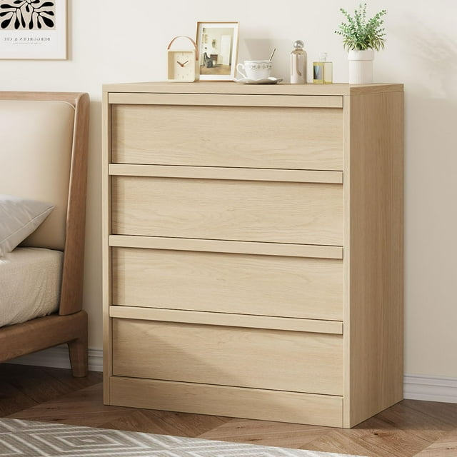 Commode Moderne à 4 Tiroirs pour Chambre - Armoire de Rangement Spacieuse - table de Chevet Polyvalente Ou table de Chevet pour Salon, Chambre de Bébé, Entrée - Offerte en Noyer, Blanc, Chêne Naturel