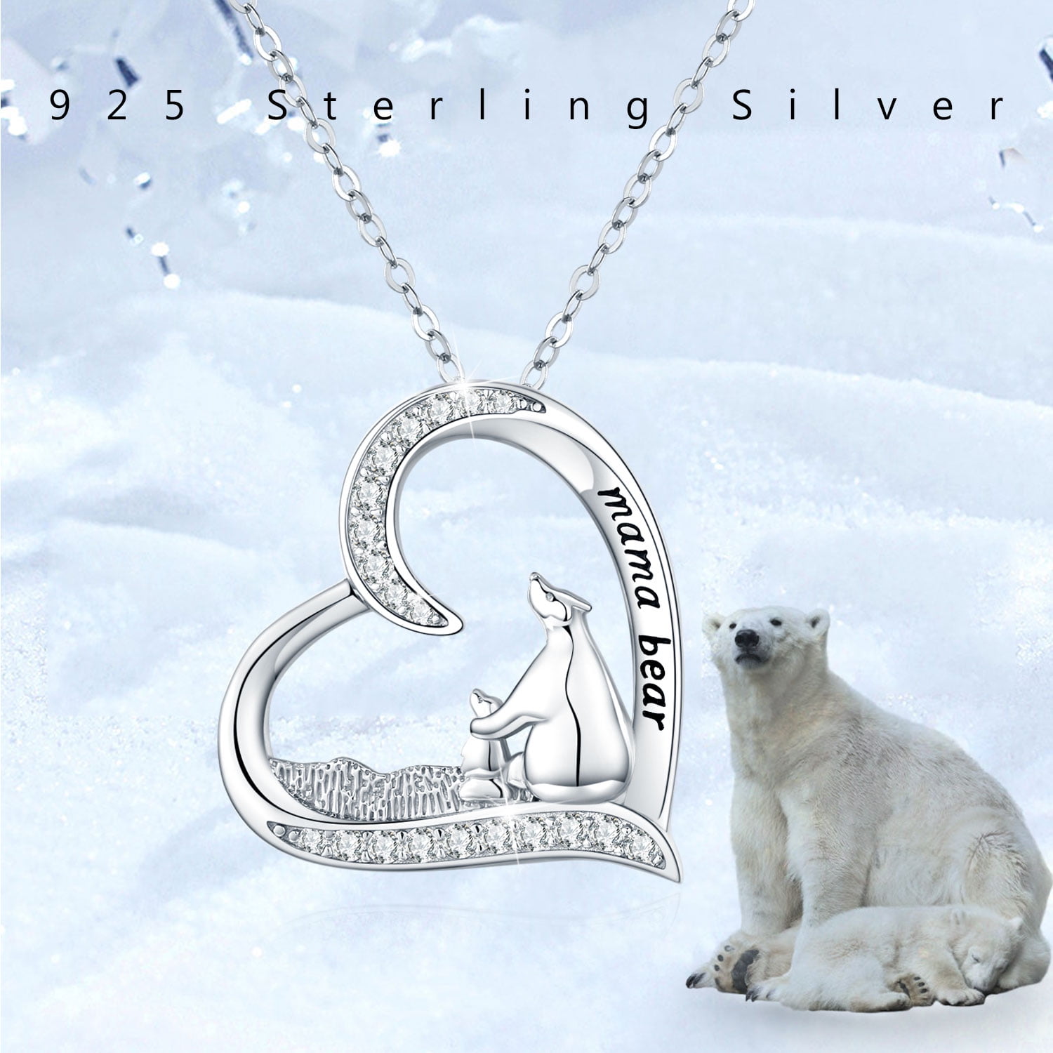 Necklace 925 Silver Mama Bear Necklace Coachuhhar 925 Sterling