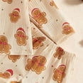 thumbnail image 6 of Pandaie Toddler Boys Girls Christmas Pajama Set Gingerbread Print Loungewear Lapel Button Home Sleepwear Khaki,12-18 Months, 6 of 7