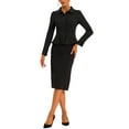 thumbnail image 2 of INSPIRE CHIC Women's Elegant Peter Pan Collar Long Sleeves Ruffled Hem Single Breasted Office Blazers XS Black, 2 of 6