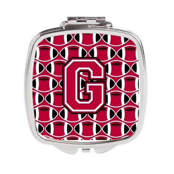 Carolines Treasures  Letter G Football Crimson & White Compact Mirror